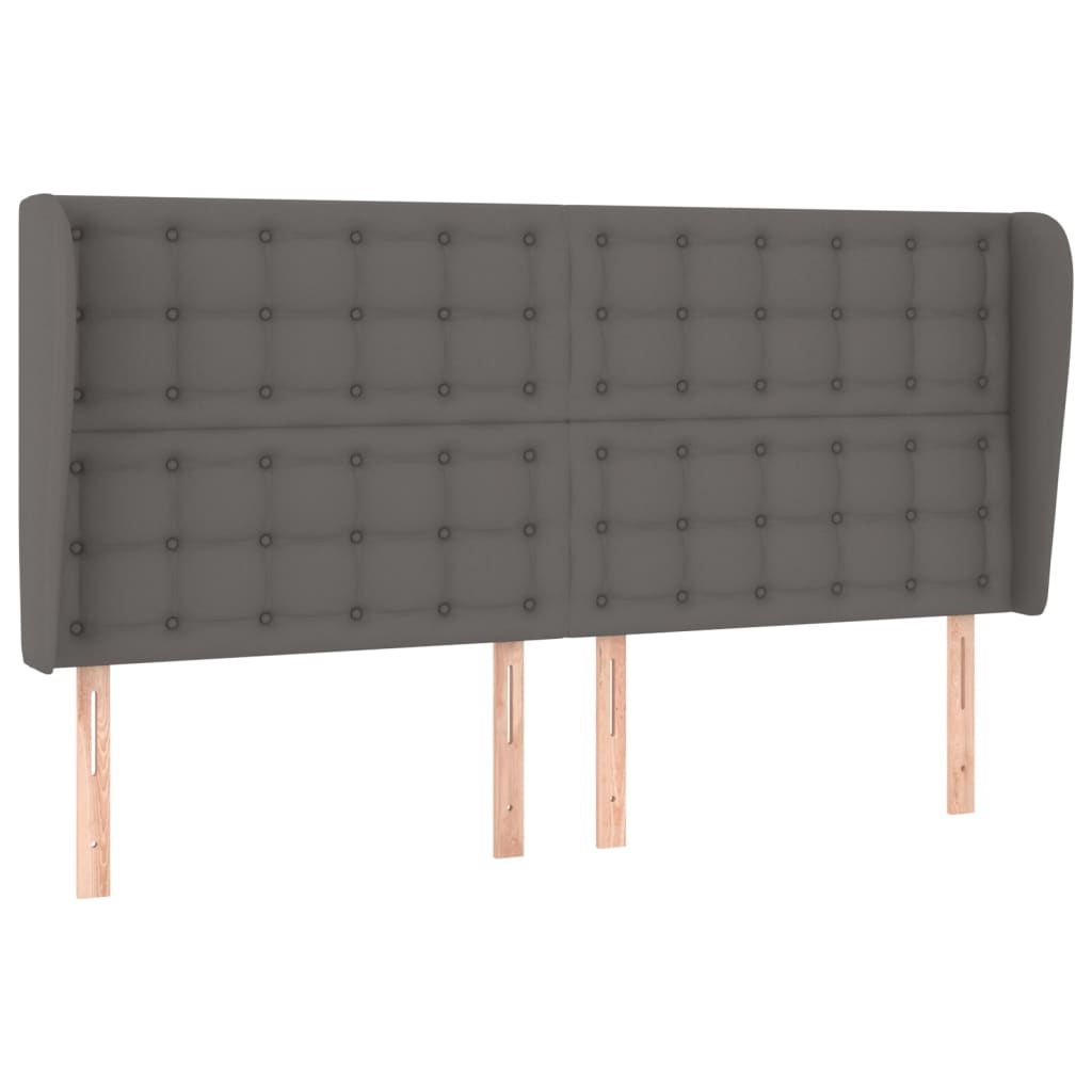 vidaXL Kopfteil mit Ohren Grau 183x23x118/128 cm Kunstleder