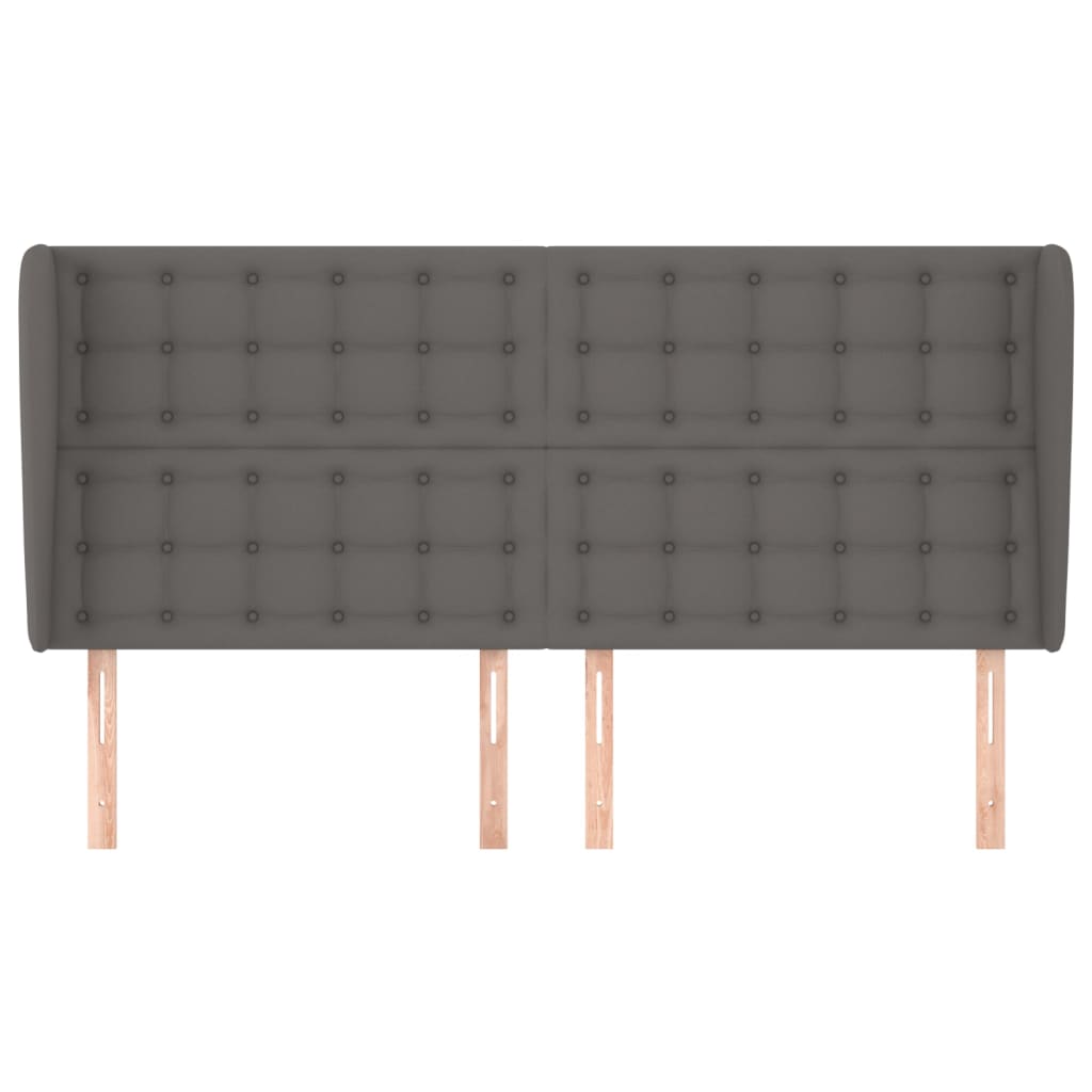 vidaXL Kopfteil mit Ohren Grau 183x23x118/128 cm Kunstleder