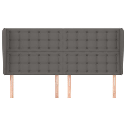 vidaXL Kopfteil mit Ohren Grau 183x23x118/128 cm Kunstleder