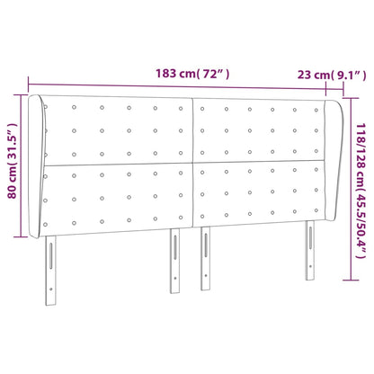 vidaXL Kopfteil mit Ohren Grau 183x23x118/128 cm Kunstleder