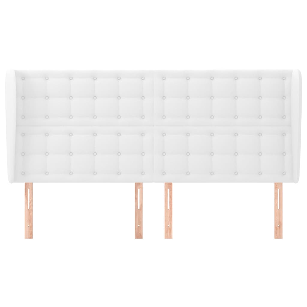 vidaXL Kopfteil mit Ohren Weiß 203x23x118/128 cm Kunstleder