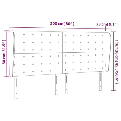 vidaXL Kopfteil mit Ohren Weiß 203x23x118/128 cm Kunstleder