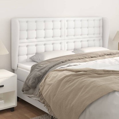 vidaXL Kopfteil mit Ohren Weiß 203x23x118/128 cm Kunstleder