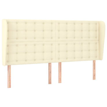 vidaXL Kopfteil mit Ohren Creme 203x23x118/128 cm Kunstleder