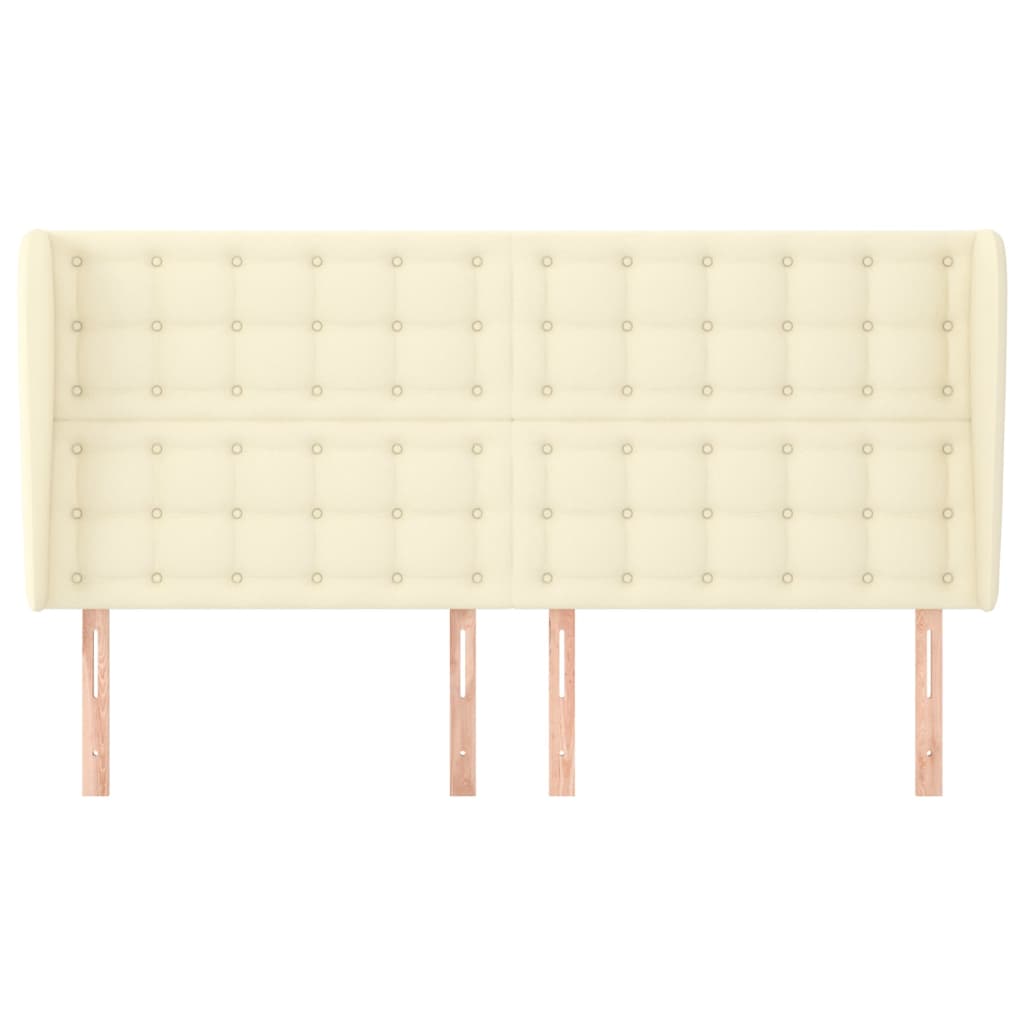 vidaXL Kopfteil mit Ohren Creme 203x23x118/128 cm Kunstleder