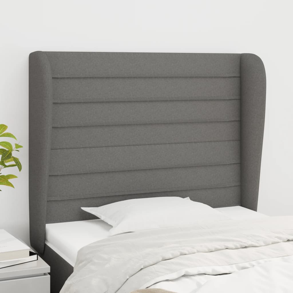vidaXL Kopfteil mit Ohren Dunkelgrau 83x23x118/128 cm Stoff