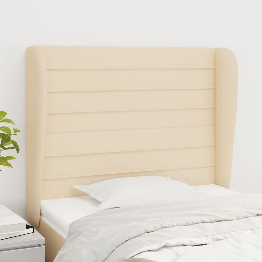 vidaXL Kopfteil mit Ohren Creme 83x23x118/128 cm Stoff
