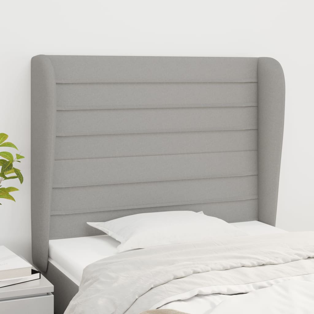 vidaXL Kopfteil mit Ohren Hellgrau 93x23x118/128 cm Stoff