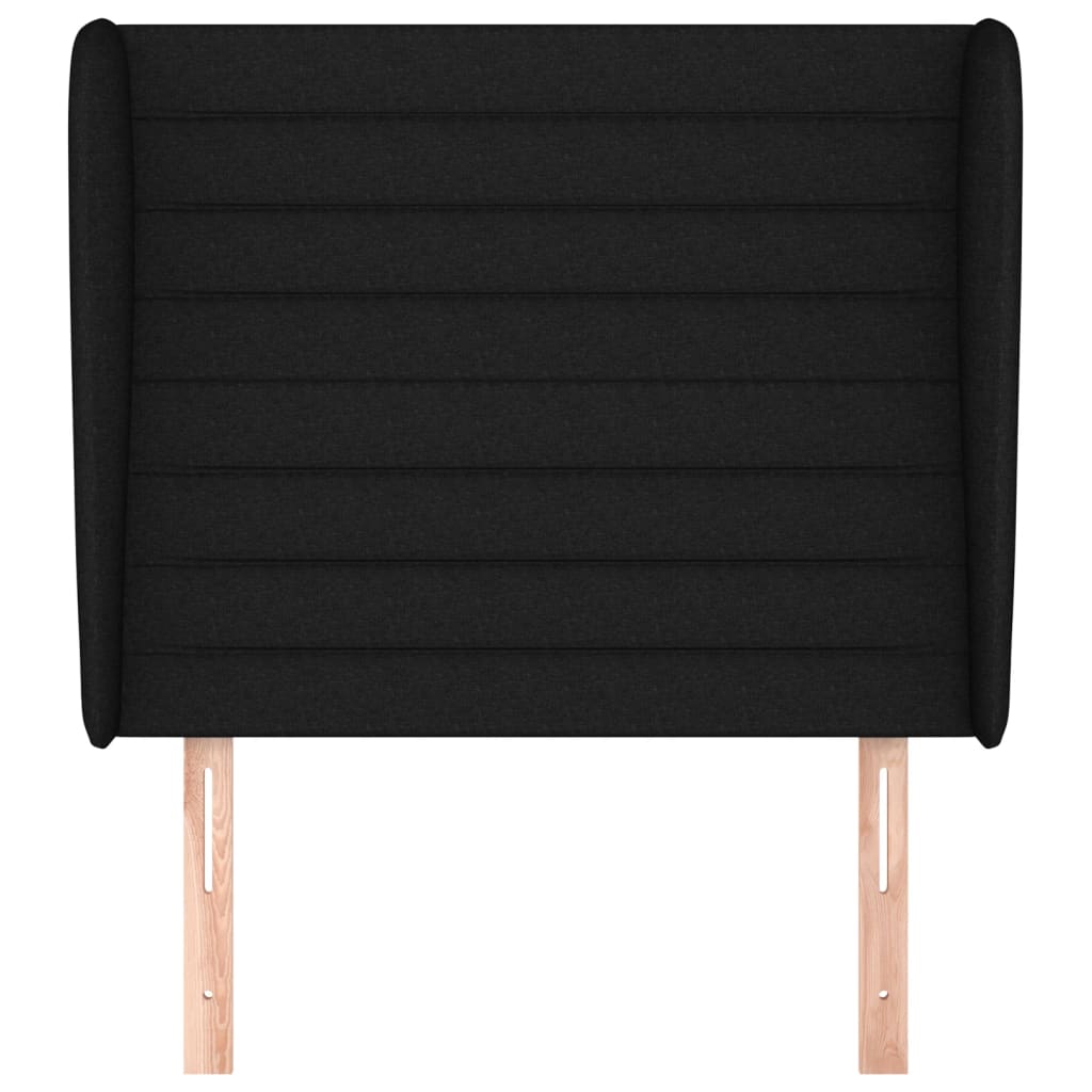 vidaXL Kopfteil mit Ohren Schwarz 93x23x118/128 cm Stoff