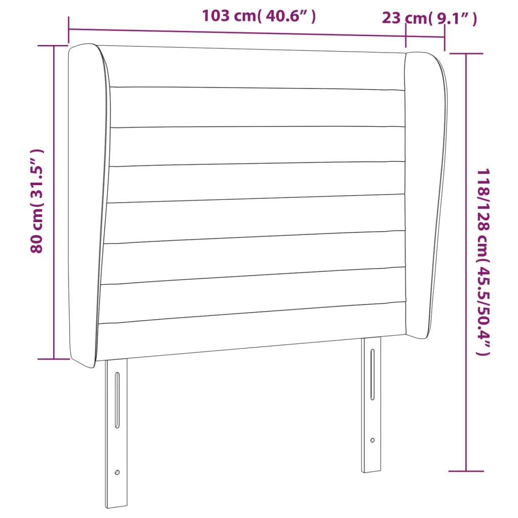 vidaXL Kopfteil mit Ohren Dunkelbraun 103x23x118/128 cm Stoff