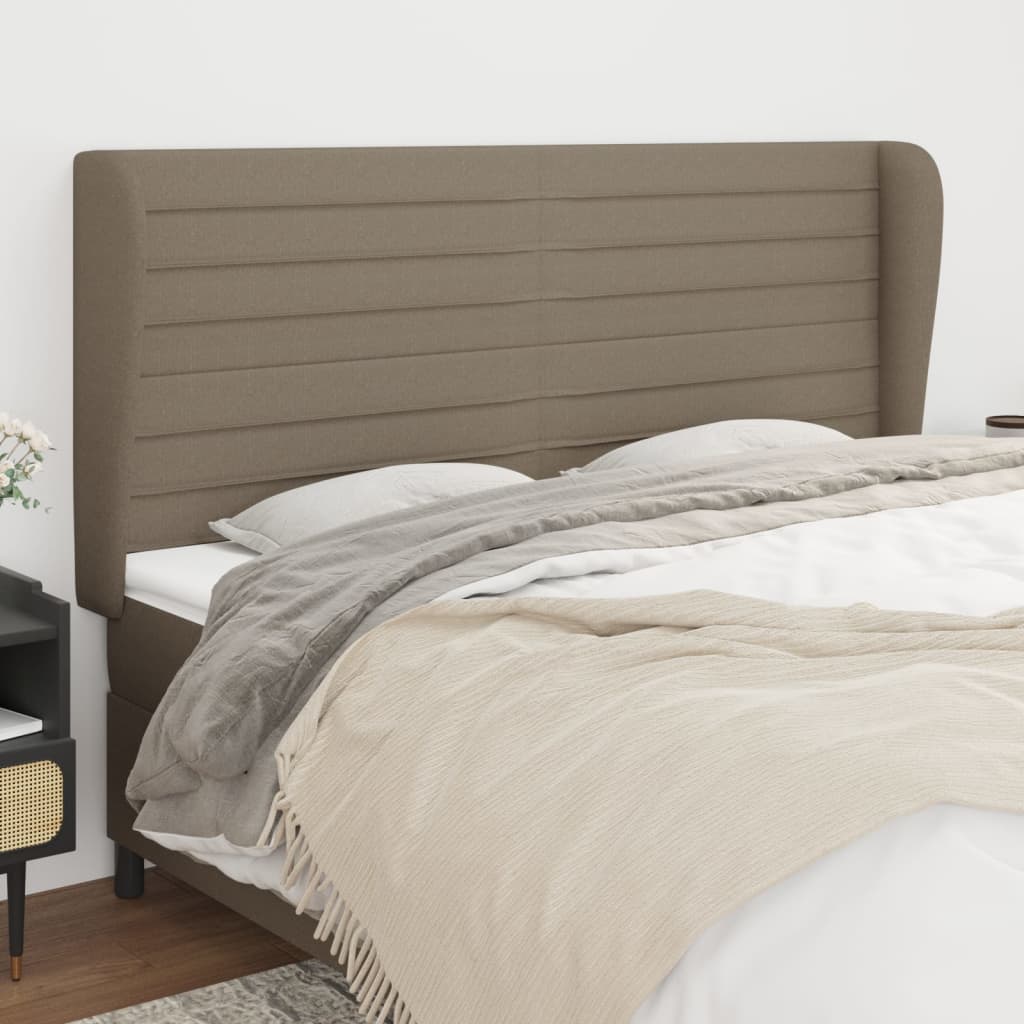 vidaXL Kopfteil mit Ohren Taupe 163x23x118/128 cm Stoff