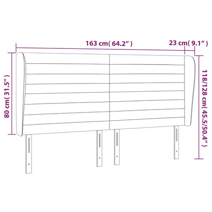vidaXL Kopfteil mit Ohren Creme 163x23x118/128 cm Stoff