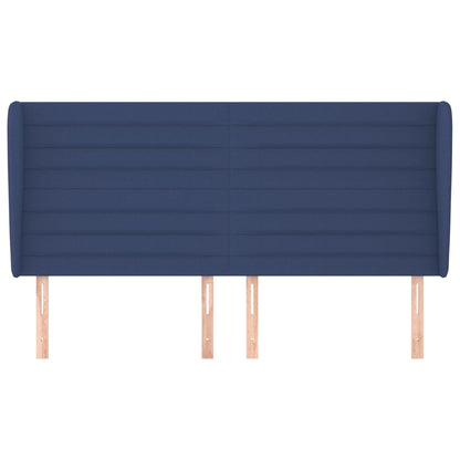 vidaXL Kopfteil mit Ohren Blau 163x23x118/128 cm Stoff