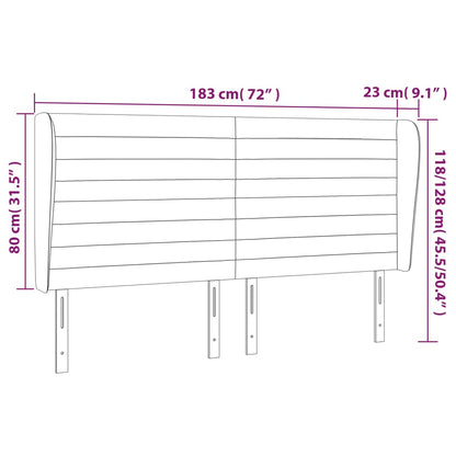 vidaXL Kopfteil mit Ohren Hellgrau 183x23x118/128 cm Stoff