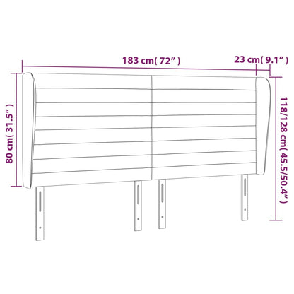 vidaXL Kopfteil mit Ohren Dunkelgrau 183x23x118/128 cm Stoff