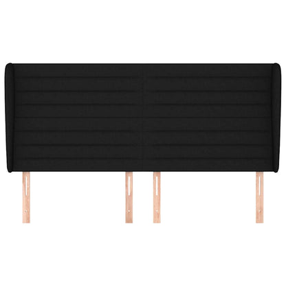 vidaXL Kopfteil mit Ohren Schwarz 203x23x118/128 cm Stoff