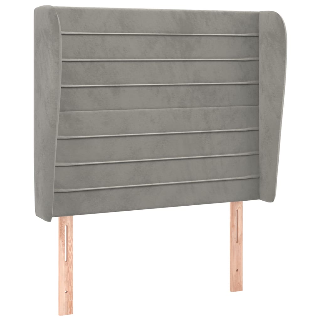 vidaXL Kopfteil mit Ohren Hellgrau 83x23x118/128 cm Samt