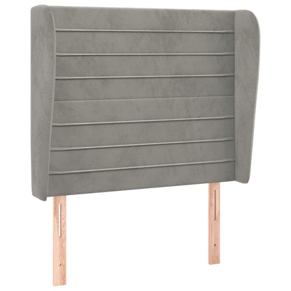 vidaXL Kopfteil mit Ohren Hellgrau 83x23x118/128 cm Samt