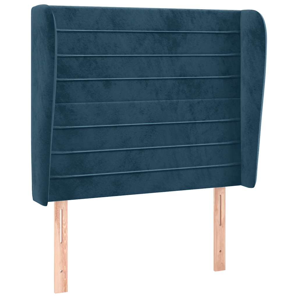 vidaXL Kopfteil mit Ohren Dunkelblau 83x23x118/128 cm Samt