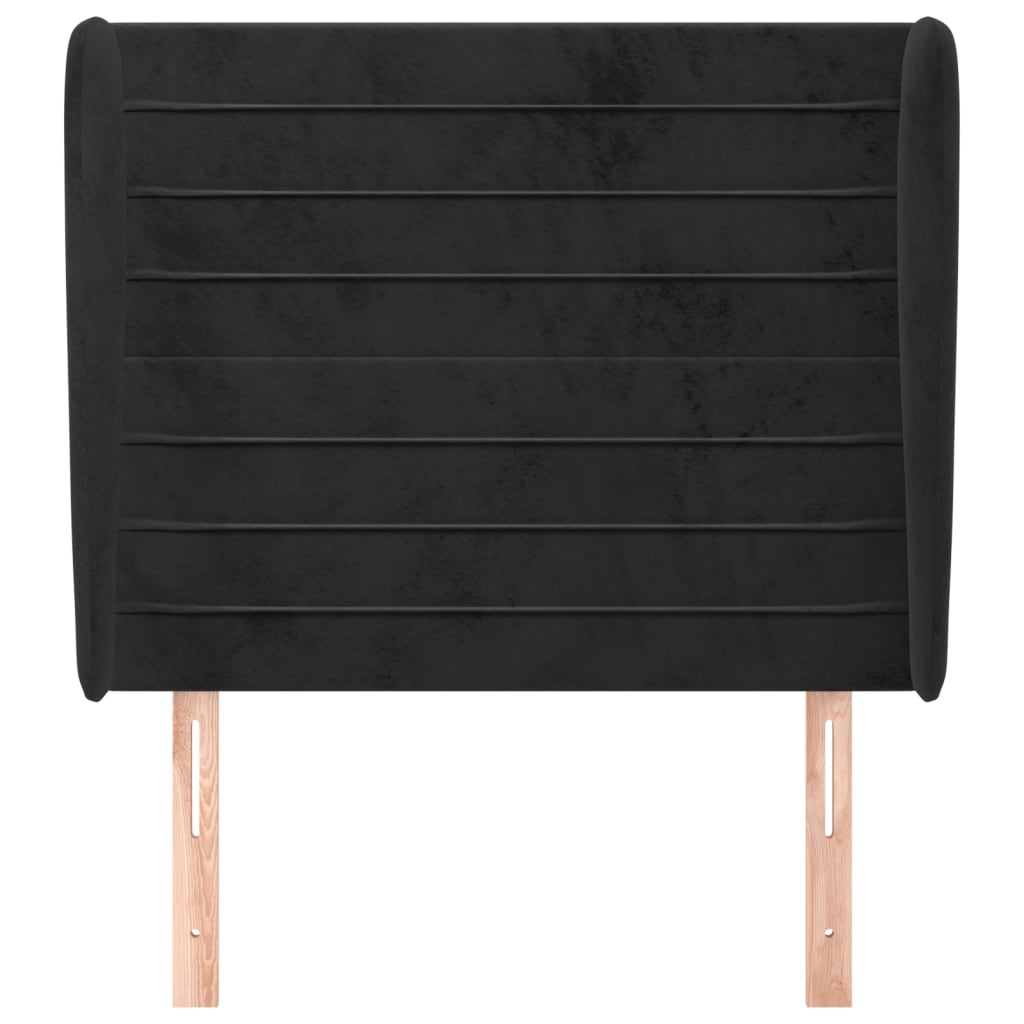 vidaXL Kopfteil mit Ohren Schwarz 103x23x118/128 cm Samt