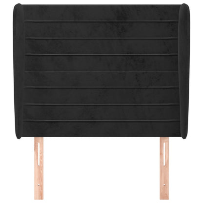 vidaXL Kopfteil mit Ohren Schwarz 103x23x118/128 cm Samt
