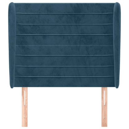 vidaXL Kopfteil mit Ohren Dunkelblau 103x23x118/128 cm Samt