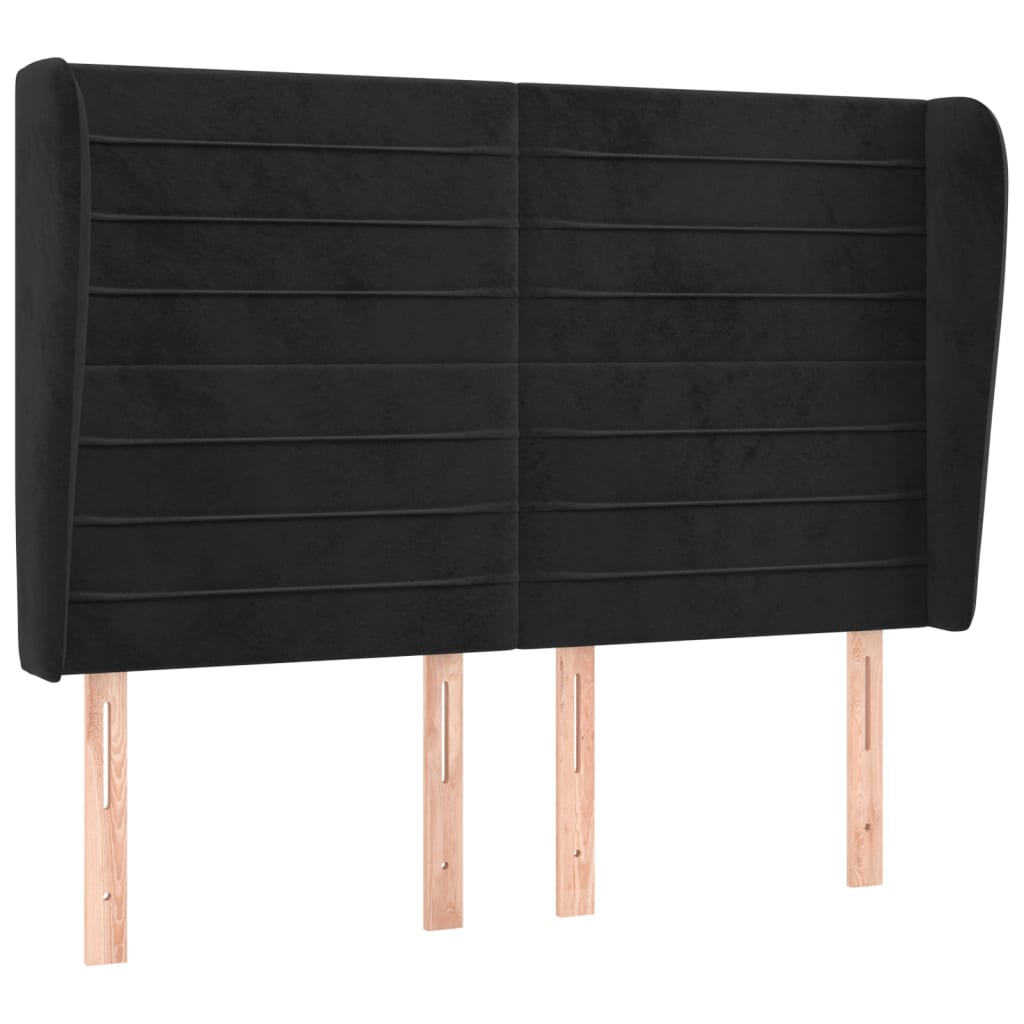 vidaXL Kopfteil mit Ohren Schwarz 147x23x118/128 cm Samt