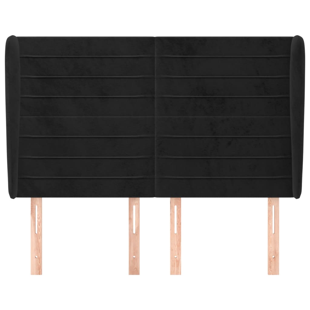 vidaXL Kopfteil mit Ohren Schwarz 147x23x118/128 cm Samt