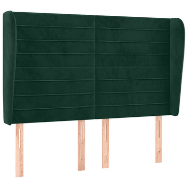 vidaXL Kopfteil mit Ohren Dunkelgrün 147x23x118/128 cm Samt