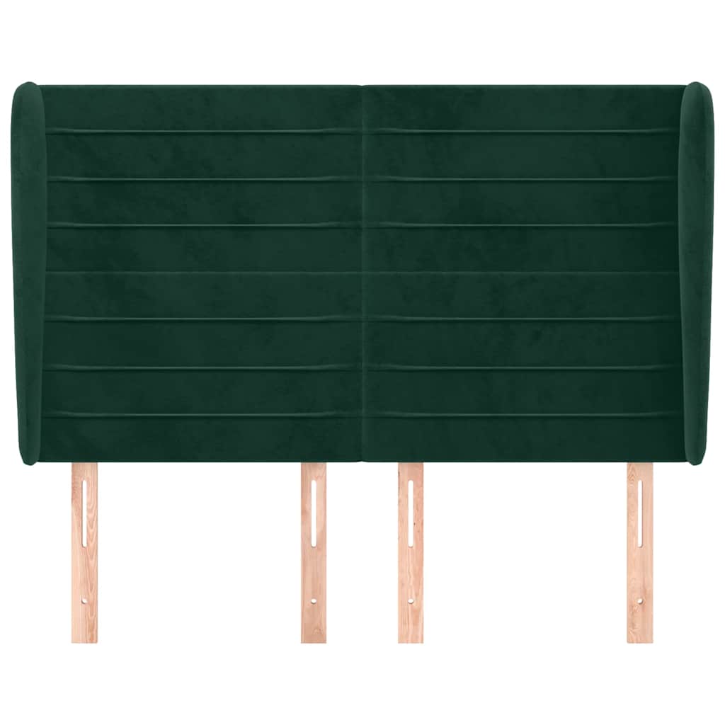 vidaXL Kopfteil mit Ohren Dunkelgrün 147x23x118/128 cm Samt