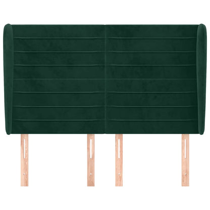 vidaXL Kopfteil mit Ohren Dunkelgrün 147x23x118/128 cm Samt