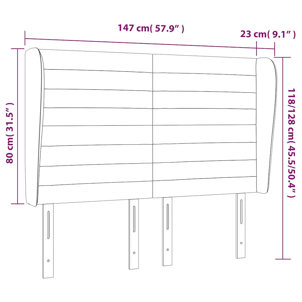 vidaXL Kopfteil mit Ohren Dunkelgrün 147x23x118/128 cm Samt