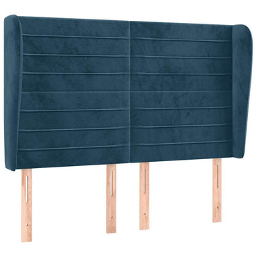 vidaXL Kopfteil mit Ohren Dunkelblau 147x23x118/128 cm Samt
