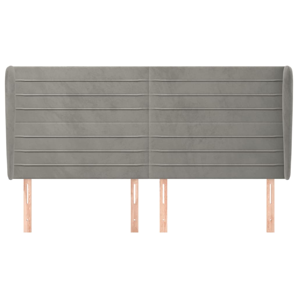 vidaXL Kopfteil mit Ohren Hellgrau 163x23x118/128 cm Samt