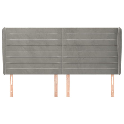 vidaXL Kopfteil mit Ohren Hellgrau 163x23x118/128 cm Samt