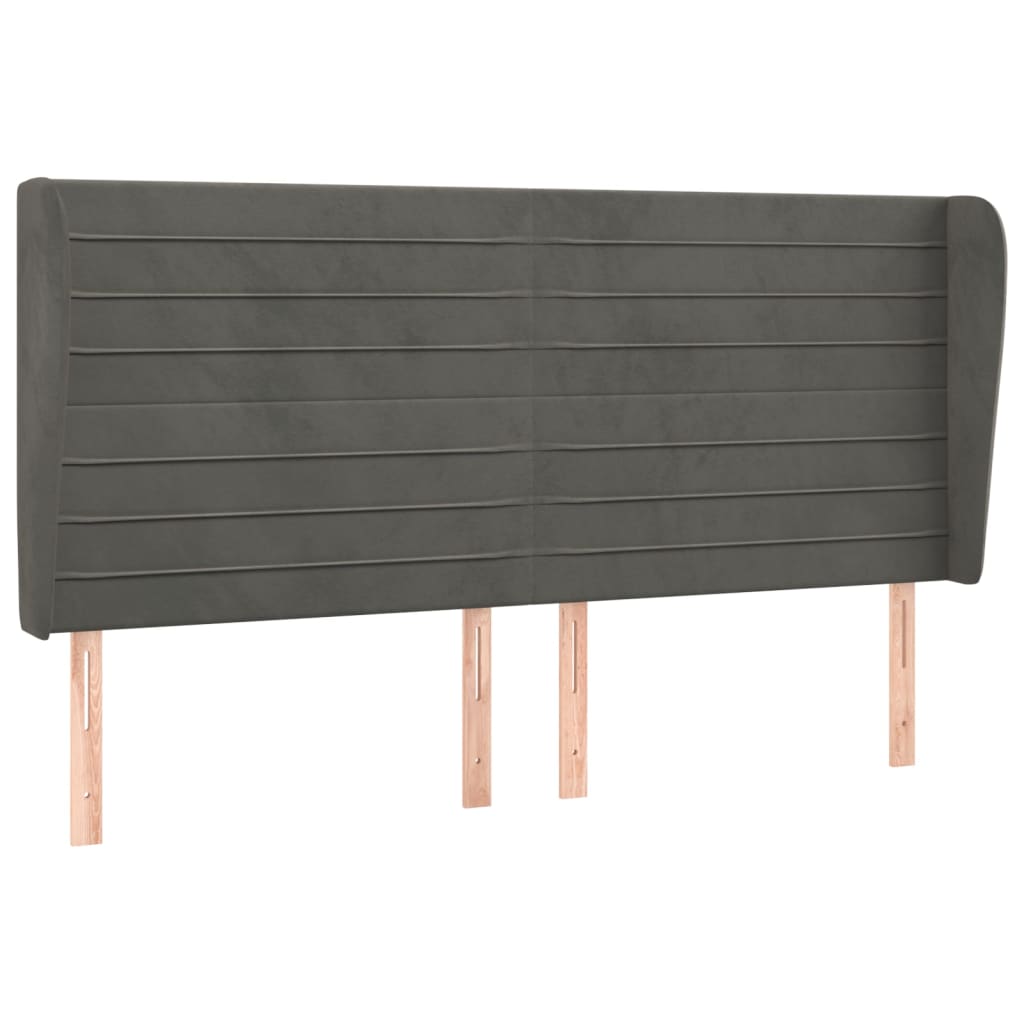 vidaXL Kopfteil mit Ohren Dunkelgrau 163x23x118/128 cm Samt