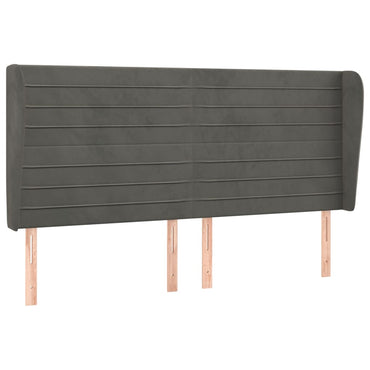 vidaXL Kopfteil mit Ohren Dunkelgrau 163x23x118/128 cm Samt