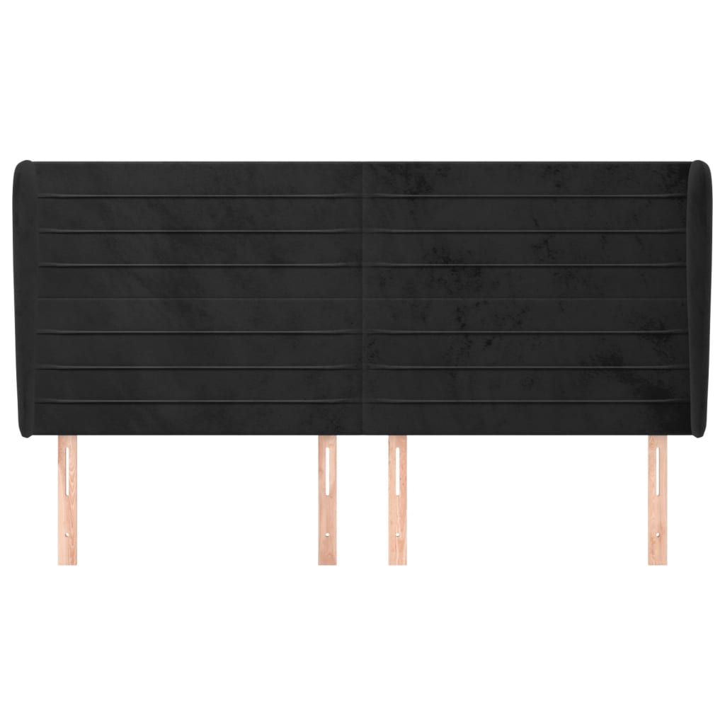 vidaXL Kopfteil mit Ohren Schwarz 163x23x118/128 cm Samt