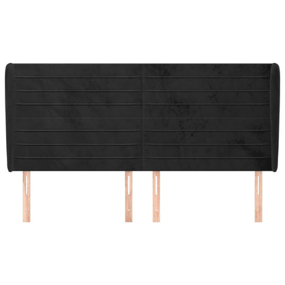 vidaXL Kopfteil mit Ohren Schwarz 163x23x118/128 cm Samt