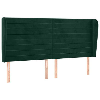 vidaXL Kopfteil mit Ohren Dunkelgrün 163x23x118/128 cm Samt