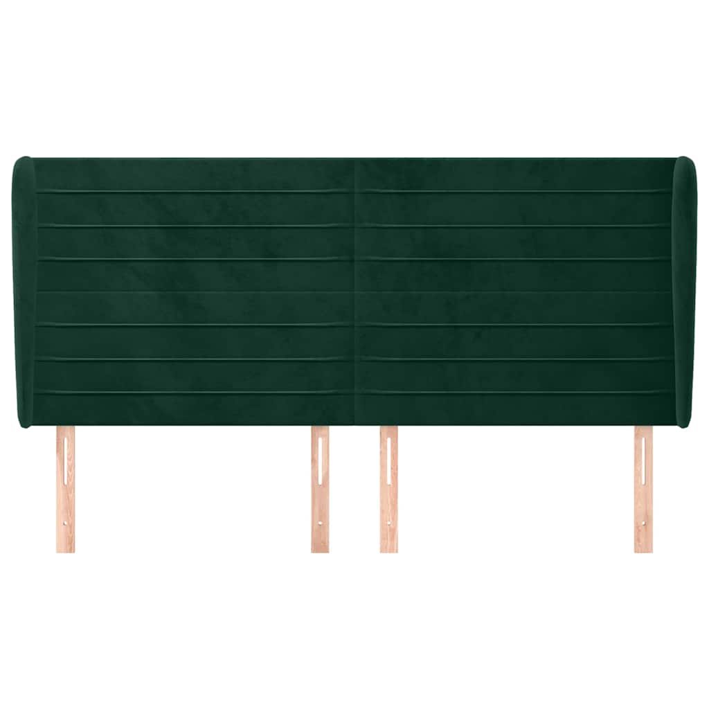 vidaXL Kopfteil mit Ohren Dunkelgrün 163x23x118/128 cm Samt