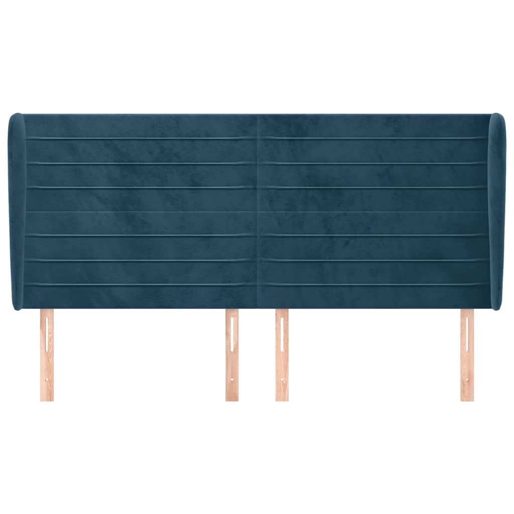 vidaXL Kopfteil mit Ohren Dunkelblau 163x23x118/128 cm Samt
