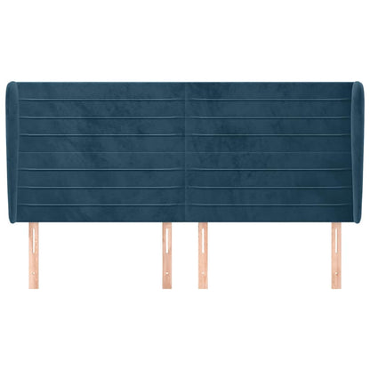 vidaXL Kopfteil mit Ohren Dunkelblau 163x23x118/128 cm Samt