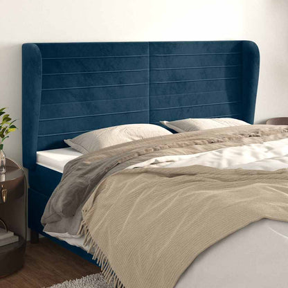vidaXL Kopfteil mit Ohren Dunkelblau 163x23x118/128 cm Samt