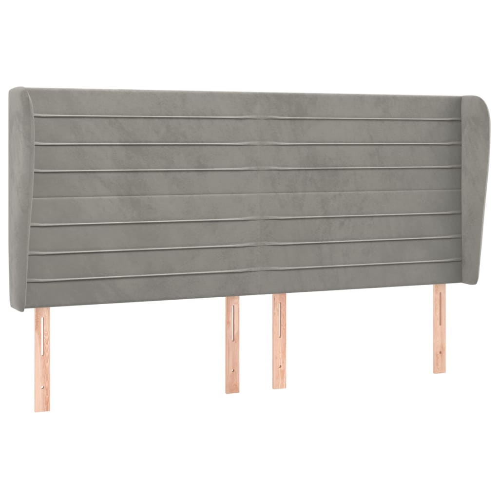 vidaXL Kopfteil mit Ohren Hellgrau 203x23x118/128 cm Samt