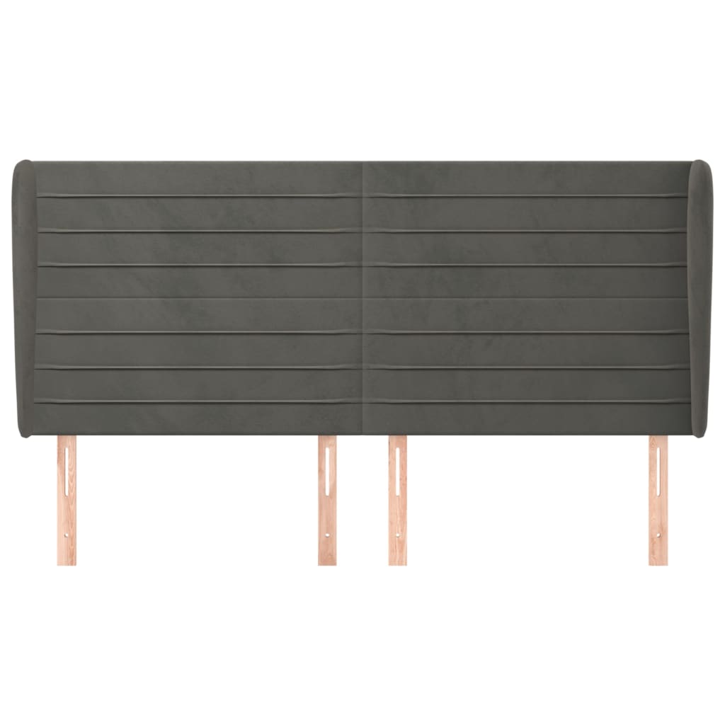 vidaXL Kopfteil mit Ohren Dunkelgrau 203x23x118/128 cm Samt