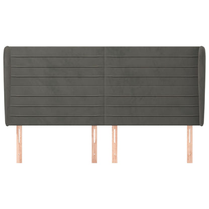 vidaXL Kopfteil mit Ohren Dunkelgrau 203x23x118/128 cm Samt