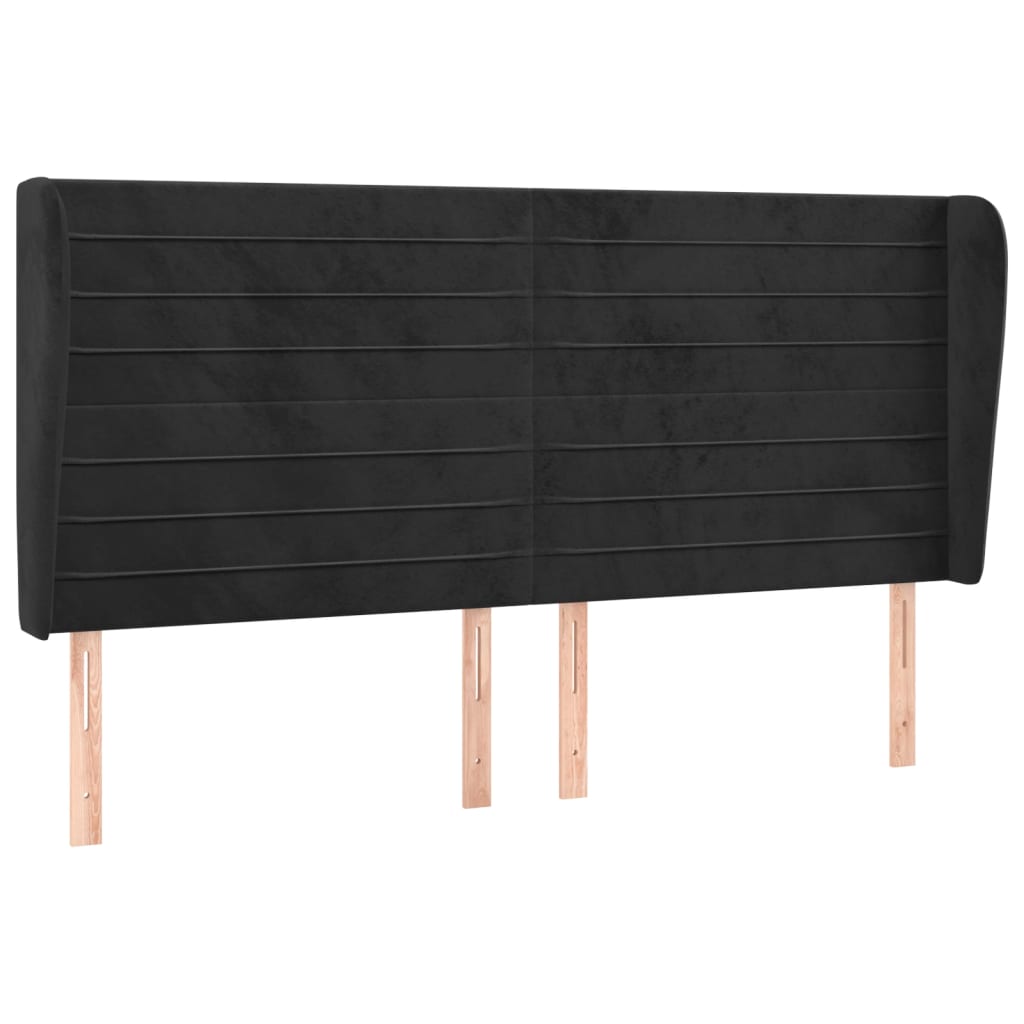vidaXL Kopfteil mit Ohren Schwarz 203x23x118/128 cm Samt