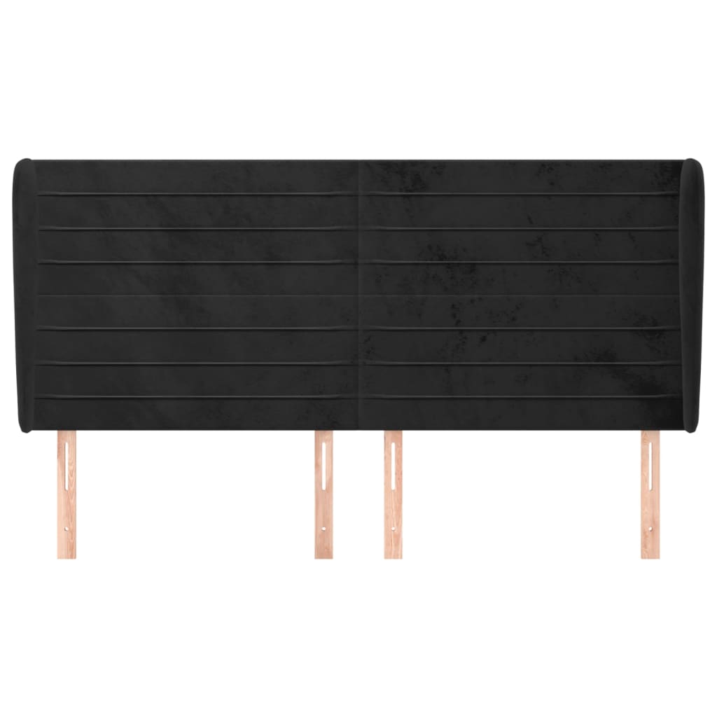 vidaXL Kopfteil mit Ohren Schwarz 203x23x118/128 cm Samt