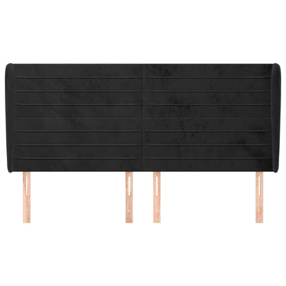 vidaXL Kopfteil mit Ohren Schwarz 203x23x118/128 cm Samt